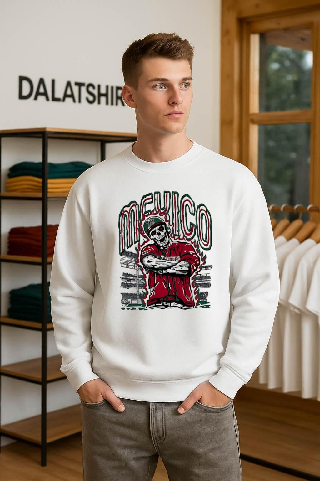 Mexico baseball skull player in stadium shirt