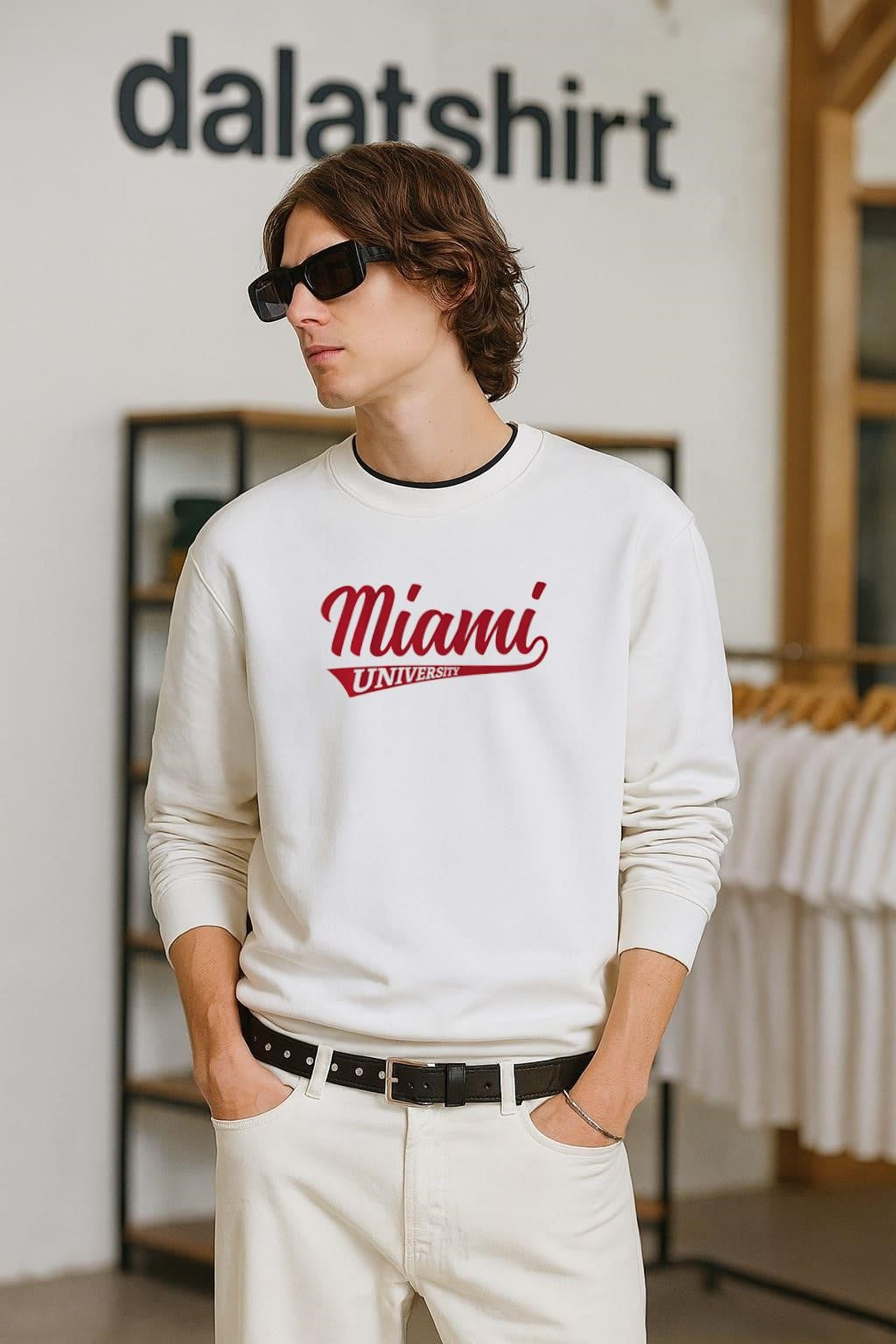 Miami University Red Script Cursive Logo shirt