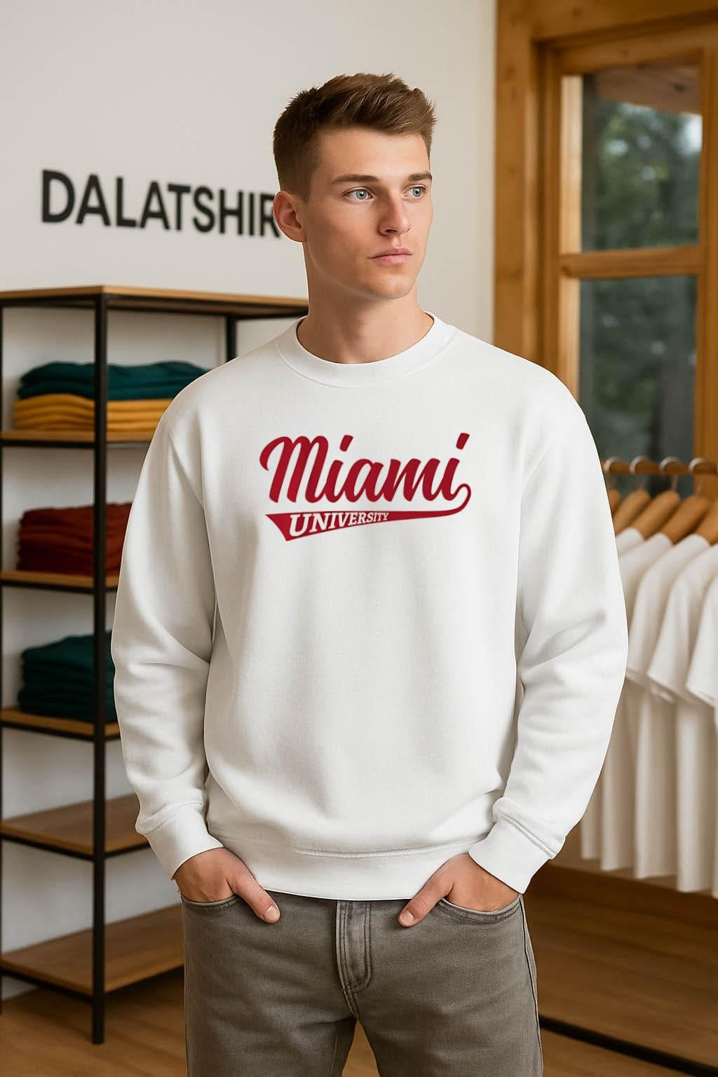 Miami University Red Script Cursive Logo shirt