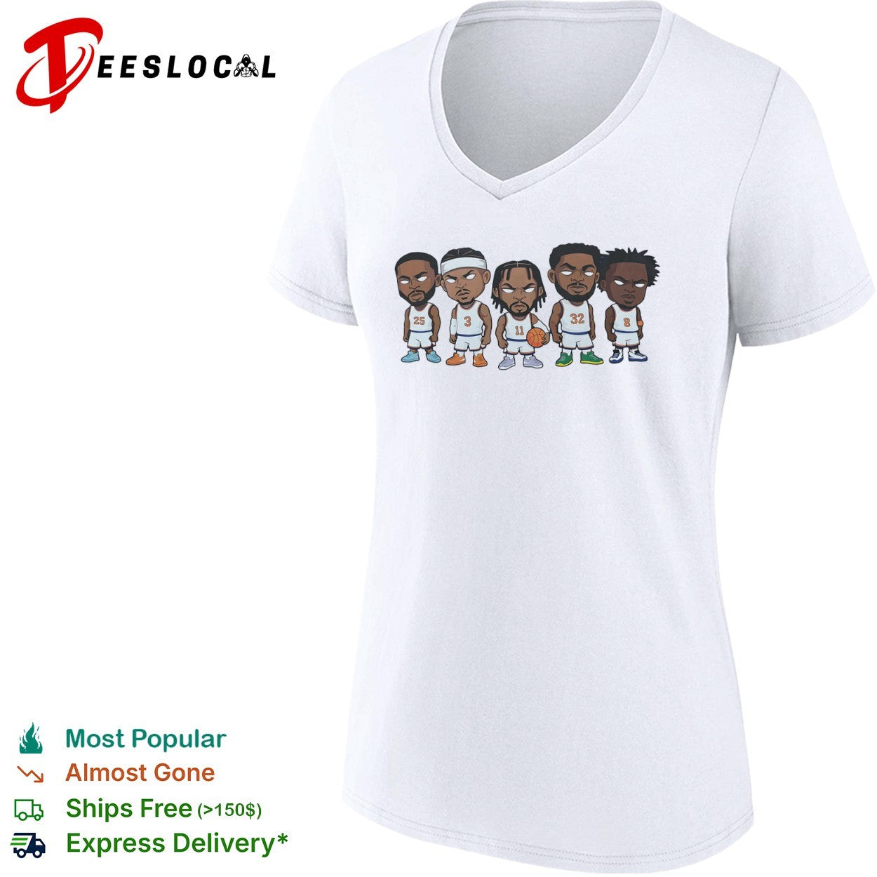 Mikal Bridges Josh Hart Jalen Brunson Karl Anthony Towns OG Anunoby New York Knicks chibi shirt