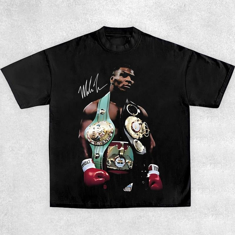 Mike Tyson T-Shirt, 90s Vintage Boxing Sport Legend Unisex Graphic Tee, Vintage Streetwear, Autographed T-Shirt Crewneck...