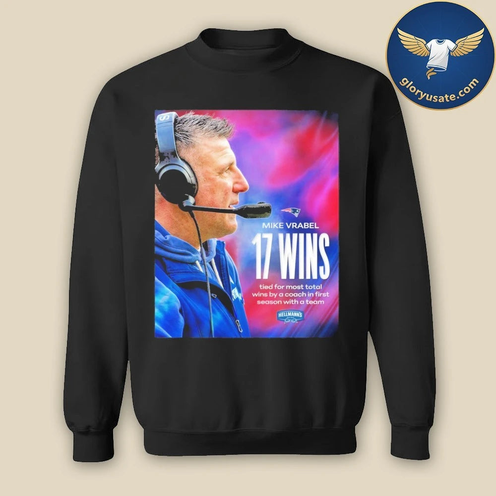 Mike Vrabel 17 Wins Record-Breaking Commemorative T-Shirt