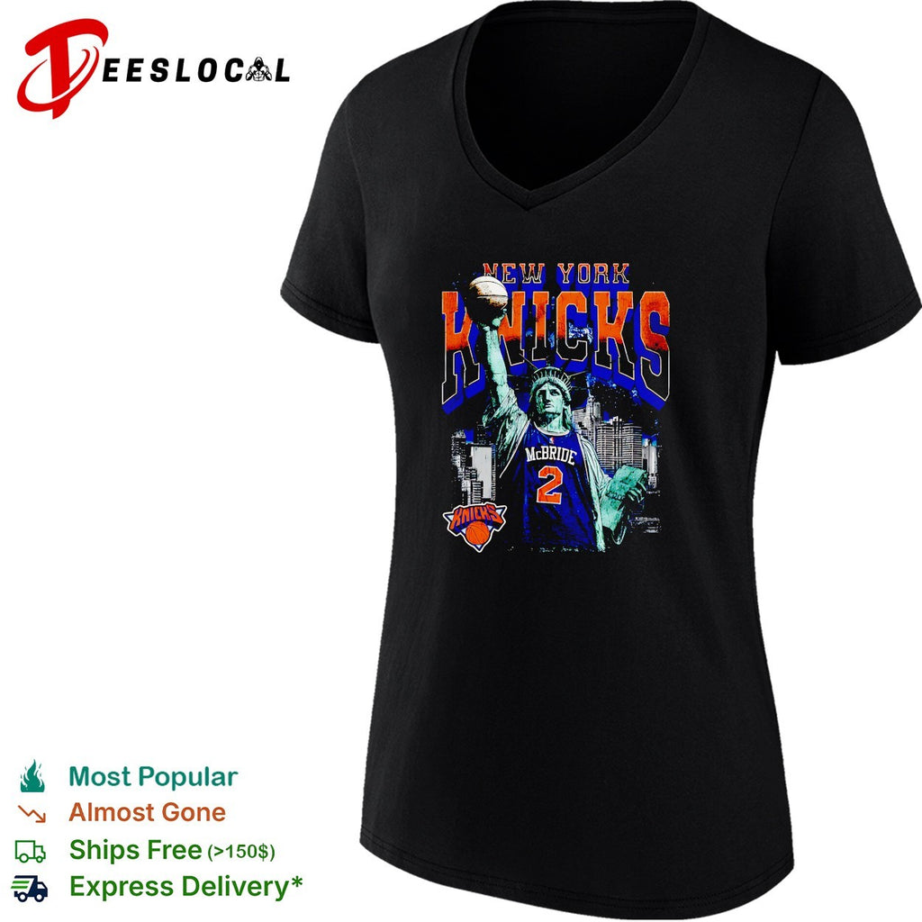Miles McBride 2 New York Knicks Statue of Liberty skyline basketball shirt