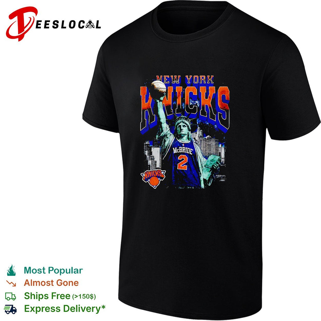 Miles McBride 2 New York Knicks Statue of Liberty skyline basketball shirt