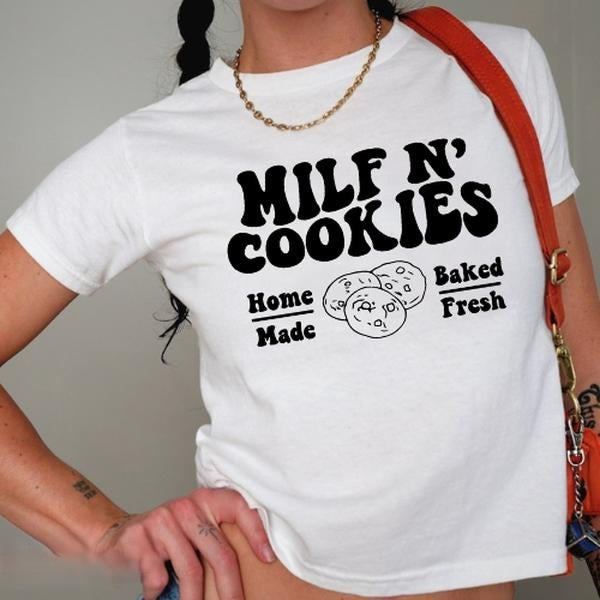 Milf N Cookies Babytee Shirt, Stay At Home Milf babytee, Funny Milf Shirt, Funny Tops Womenswear Hoodie, Sweatshirt
