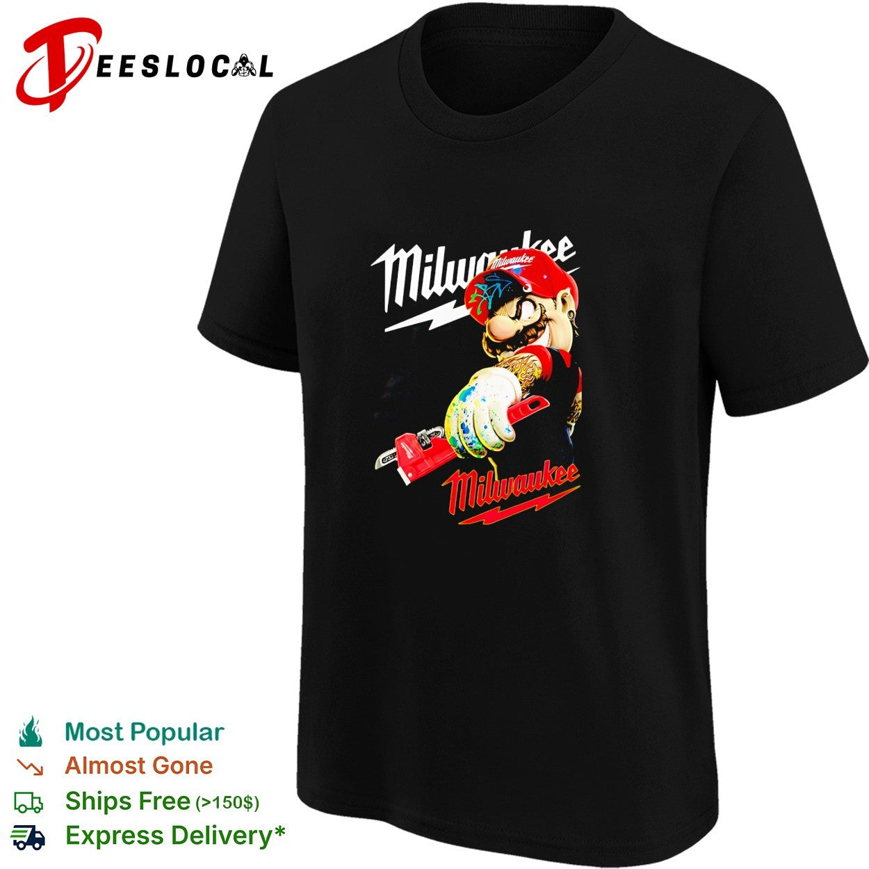 Milwaukee Super Mario plumbing parody tools brand logo fan art custom shirt