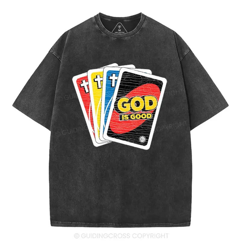 [ Mineral Wash ] 1 God Is Good Christian Washed Shirt Jesus Graphic Washed Style Shirt Hoodie, Sweatshirt | TeeBloomCo.com