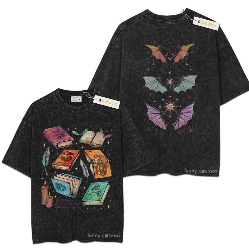 [ Mineral Wash ] Acotar Series Shirt For Fans Lover Book Velaris Acotar Shirt Bookish Graphic Washed Style Shirt Hoodie,...