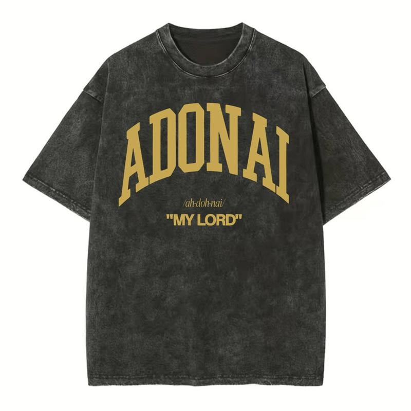 [ Mineral Wash ] Adonai My Lord Christian Washed TShirt Jesus Graphic Washed Style Shirt Hoodie, Sweatshirt | TeeBloomCo.com