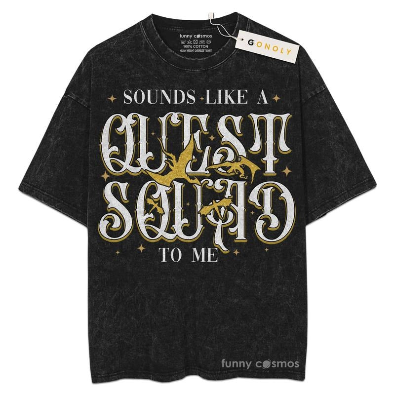 [ Mineral Wash ] Basgiath War College Shirt, Fourth Wing Quest Squad For Fans Lover Book, Bookish, Graphic Washed Style...