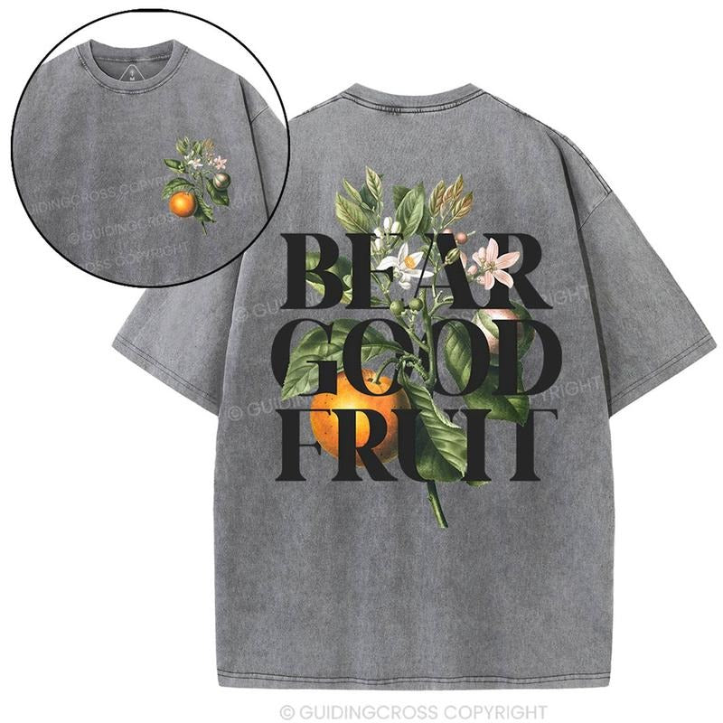 [ Mineral Wash ] Bear Good Fruit Washed TShirt Jesus Graphic Washed Style Shirt Hoodie, Sweatshirt | TeeBloomCo.com