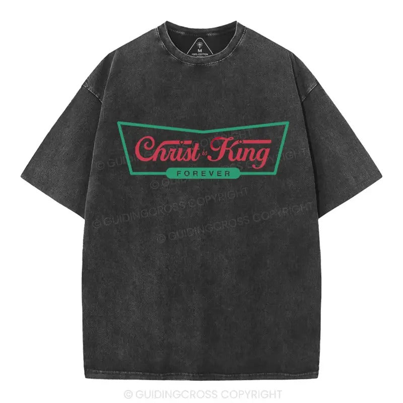 [ Mineral Wash ] Christ Is King Christian Washed TShirt Jesus Graphic Washed Style Shirt Hoodie, Sweatshirt | TeeBloomCo.com