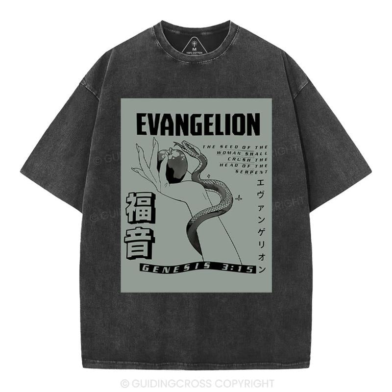 [ Mineral Wash ] Evangelion Chirstian Washed Shirt Jesus Graphic Washed Style Shirt Hoodie, Sweatshirt | TeeBloomCo.com