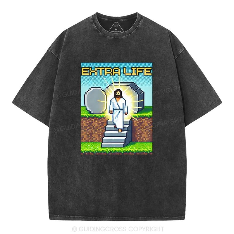 [ Mineral Wash ] Extra Life Christian Washed TShirt Jesus Graphic Washed Style Shirt Hoodie, Sweatshirt | TeeBloomCo.com