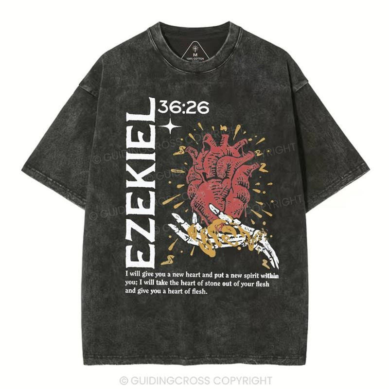 [ Mineral Wash ] Ezekiel Christian 36:26 Washed TShirt Jesus Graphic Washed Style Shirt Hoodie, Sweatshirt | TeeBloomCo.com