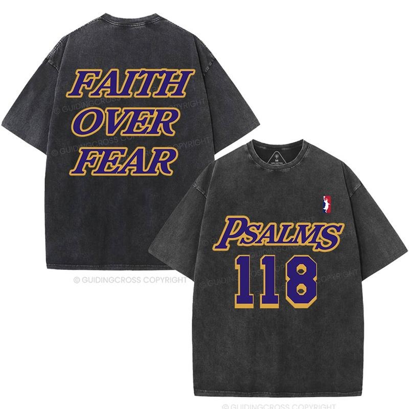 [ Mineral Wash ] Faith Over Fear Christian Washed Shirt Jesus Graphic Washed Style Shirt Hoodie, Sweatshirt | TeeBloomCo.com