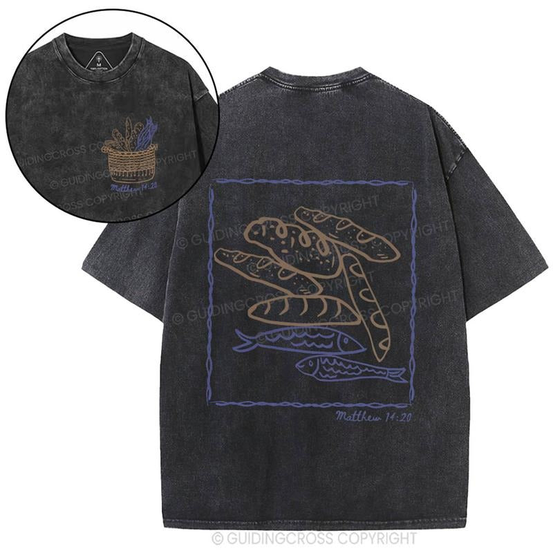 [ Mineral Wash ] Fish & Loaves Christian Washed TShirt Jesus Graphic Washed Style Shirt Hoodie, Sweatshirt | TeeBloomCo.com