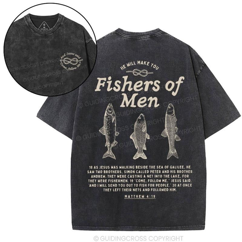 [ Mineral Wash ] Fishers Of Men Christian Washed TShirt Jesus Graphic Washed Style Shirt Hoodie, Sweatshirt | TeeBloomCo.com