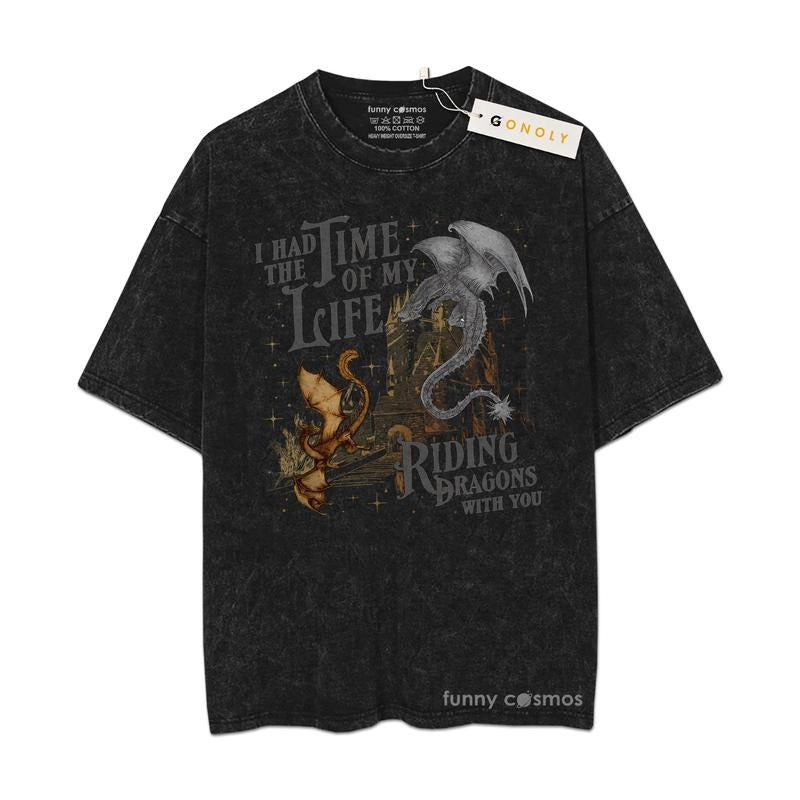[ Mineral Wash ] Fourth Wing Dragon Tairn Andarna Shirt, Bookish, Bookworm, Gift For Fan Lovers, Graphic Washed Shirt...