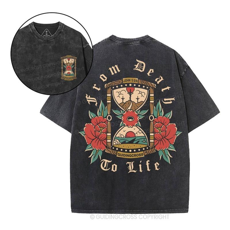 [ Mineral Wash ] From Death To Life Christian Washed TShirt Jesus Graphic Washed Style Shirt Hoodie, Sweatshirt