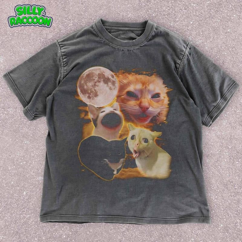 [ Mineral Wash ] Funny Cat Shirt , Viral Internet Meme TShirt , Yelling Cat Meme Graphic Washed, Dank Meme Clothing For...