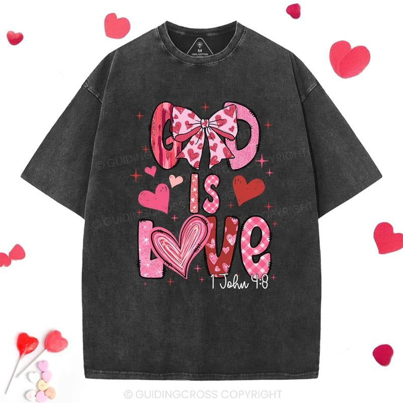 [ Mineral Wash ] God Is Love Christian Washed TShirt Jesus Graphic Washed Style Shirt Hoodie, Sweatshirt | TeeBloomCo.com