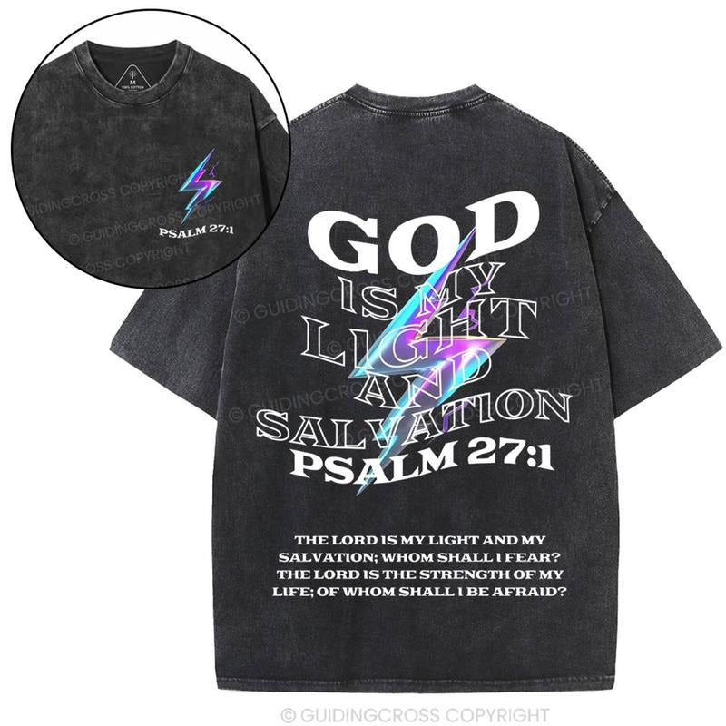 [ Mineral Wash ] God Is My Light Chirstian Washed Shirt Jesus Graphic Washed Style Shirt Hoodie, Sweatshirt | TeeBloomCo.com