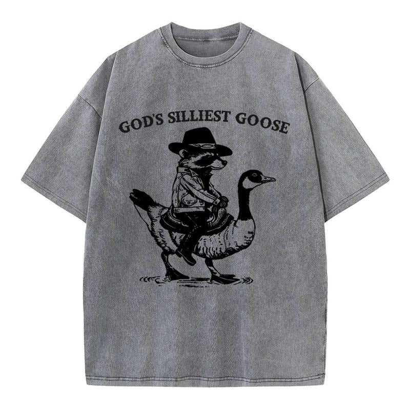 [ Mineral Wash ] Gods Silliest Goose Christian Washed TShirt Jesus Graphic Washed Style Shirt Hoodie, Sweatshirt