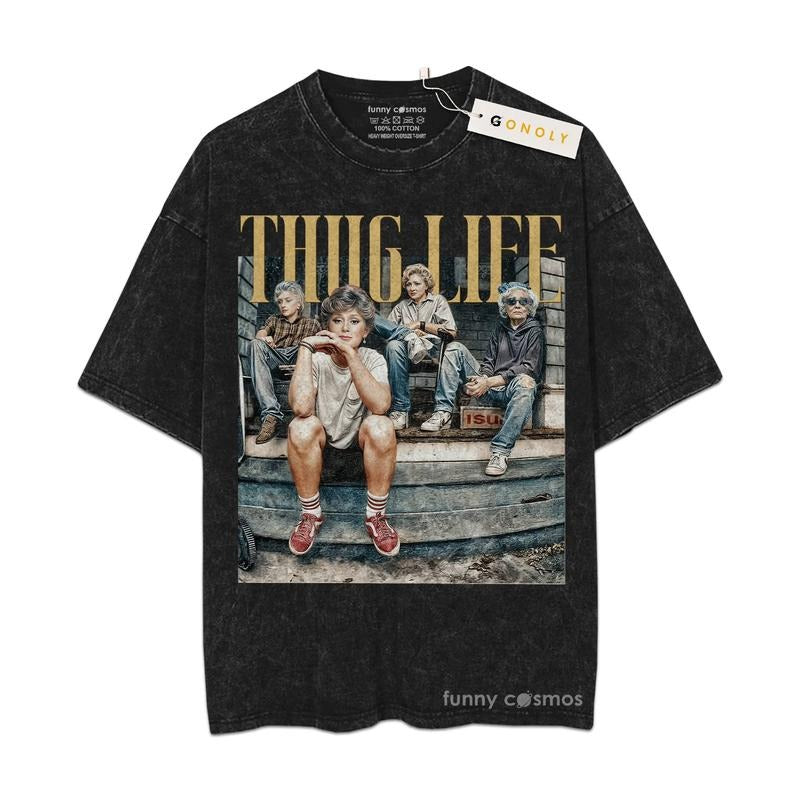 [ Mineral Wash ] Goldern Girl Thug Life Graphic Washed Style Shirt Mother Day, Mom Vibes Hoodie, Sweatshirt | TeeBloomCo.com