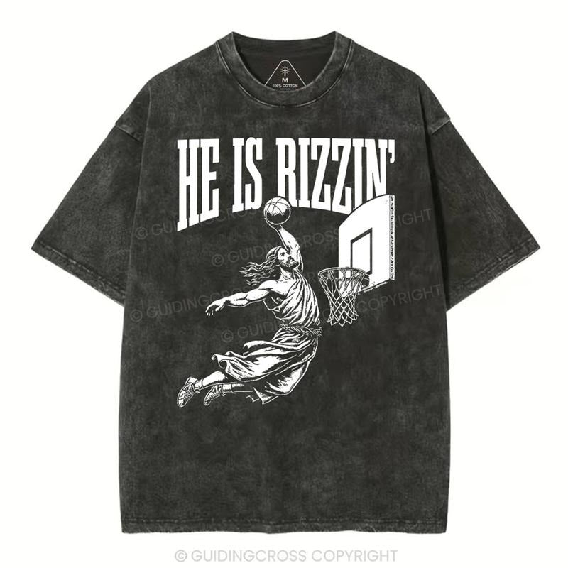 [ Mineral Wash ] He Is Rizzin Christian Washed TShirt Jesus Graphic Washed Style Shirt Hoodie, Sweatshirt | TeeBloomCo.com