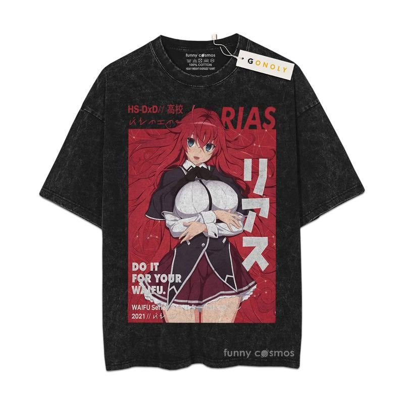 [ Mineral Wash ] High School DxD Shirt Rias Gremory Classic Fan Anime Shirt, Graphic Washed Style Shirt Hoodie, Sweatshirt