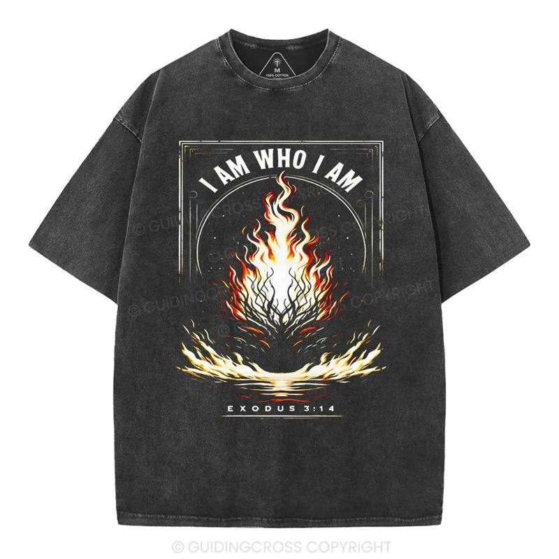 [ Mineral Wash ] I Am Who I Am Christian Washed TShirt Jesus Graphic Washed Style Shirt Hoodie, Sweatshirt | TeeBloomCo.com