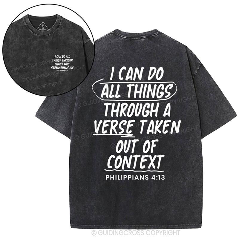 [ Mineral Wash ] I Can Do All Things Through A Verse Christian Washed TShirt Jesus Graphic Washed Style Shirt Hoodie,...