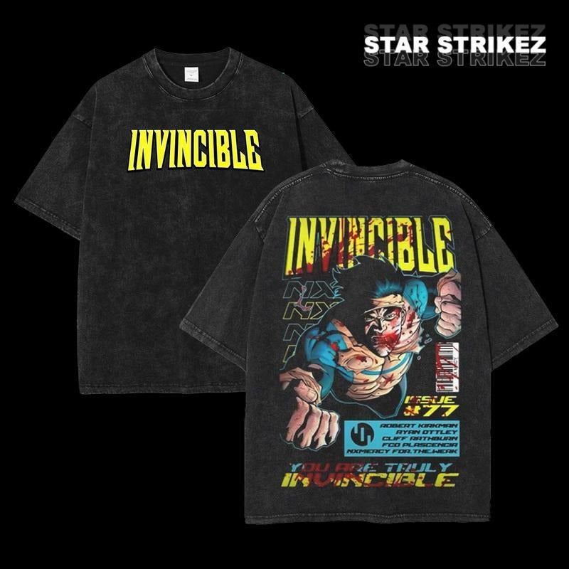 [ Mineral Wash ] Invincible War Washed Tshirt, Comics TShirt, Tv Show Comics Washed TShirt Heavyweight Cotton, Unisex...