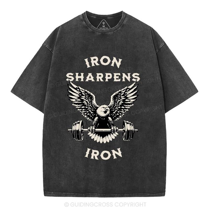 [ Mineral Wash ] Iron Sharpens Christian Washed Shirt Jesus Graphic Washed Style Shirt Hoodie, Sweatshirt | TeeBloomCo.com