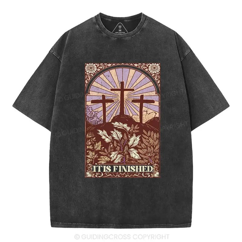 [ Mineral Wash ] It Is Finished Christian Washed Shirt Jesus Graphic Washed Style Shirt Hoodie, Sweatshirt | TeeBloomCo.com