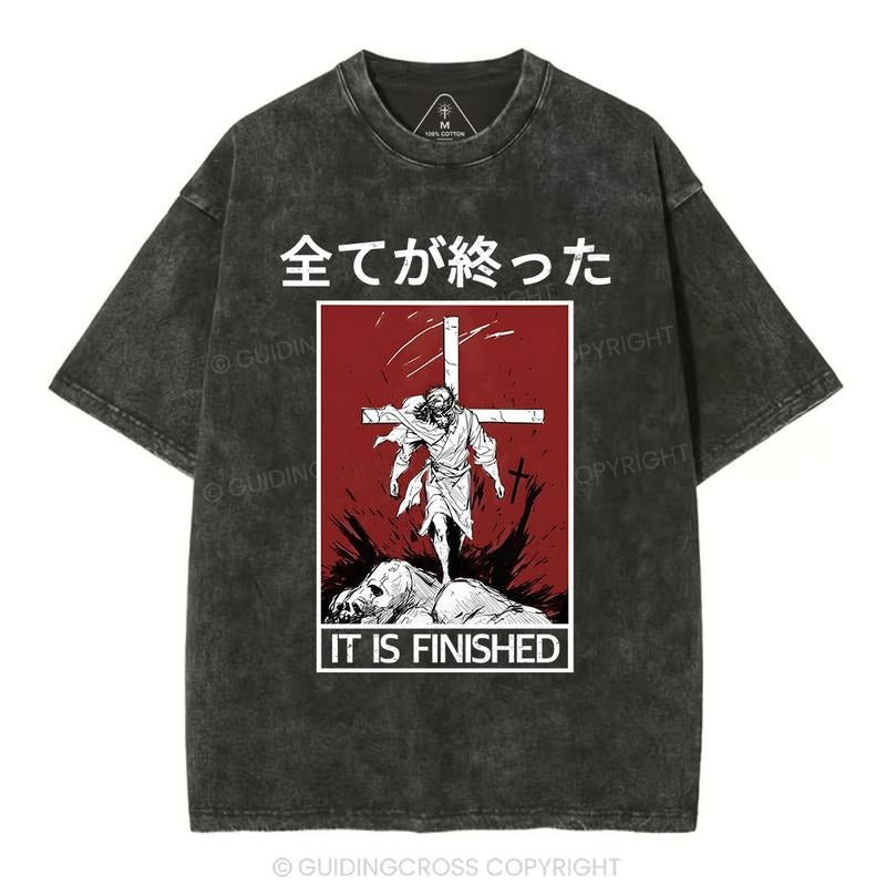 [ Mineral Wash ] It Is Finished Christian Washed TShirt Jesus Graphic Washed Style Shirt Hoodie, Sweatshirt | TeeBloomCo.com