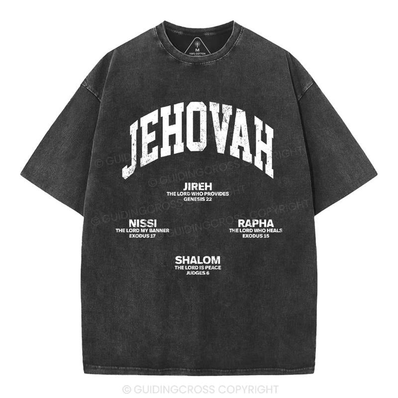 [ Mineral Wash ] JEHOVAH Christian Washed Shirt Jesus Graphic Washed Style Shirt Hoodie, Sweatshirt | TeeBloomCo.com