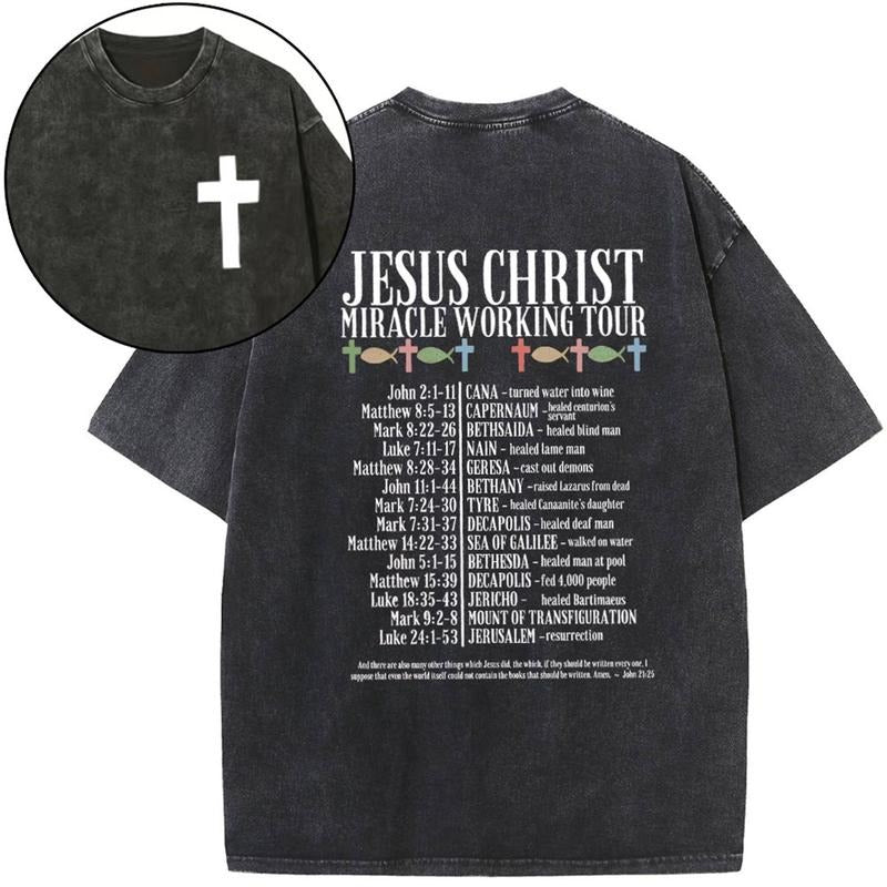 [ Mineral Wash ] Jesus Chrsit Miracle Working Tour Christian Washed Shirt Jesus Graphic Washed Style Shirt Hoodie, Sweatshirt