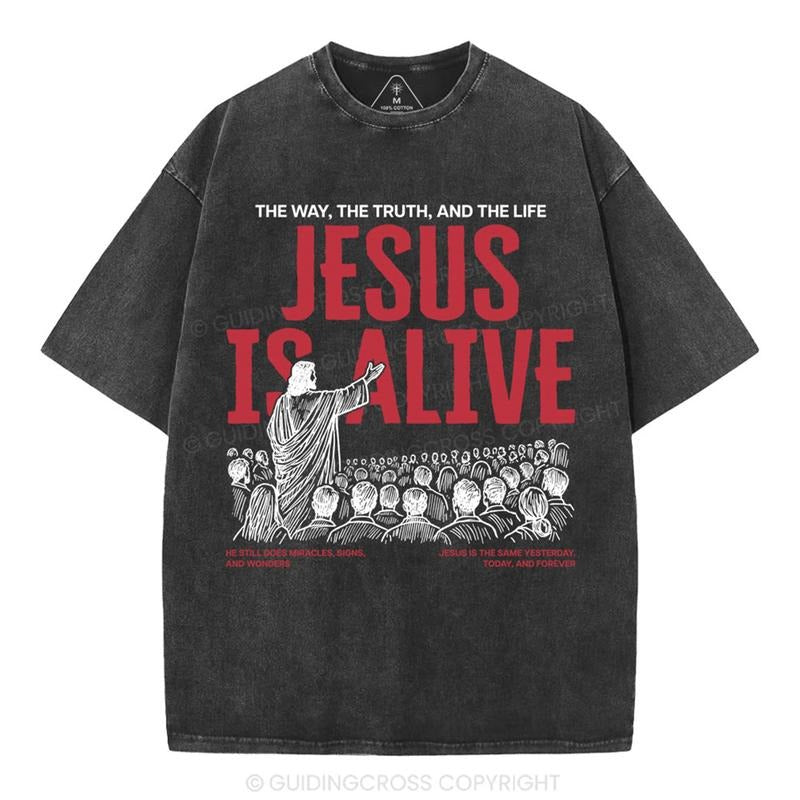 [ Mineral Wash ] Jesus Is Alive Christian Washed TShirt Jesus Graphic Washed Style Shirt Hoodie, Sweatshirt | TeeBloomCo.com