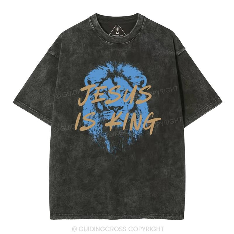[ Mineral Wash ] Jesus Is King Christian Washed Shirt Jesus Graphic Washed Style Shirt Hoodie, Sweatshirt | TeeBloomCo.com