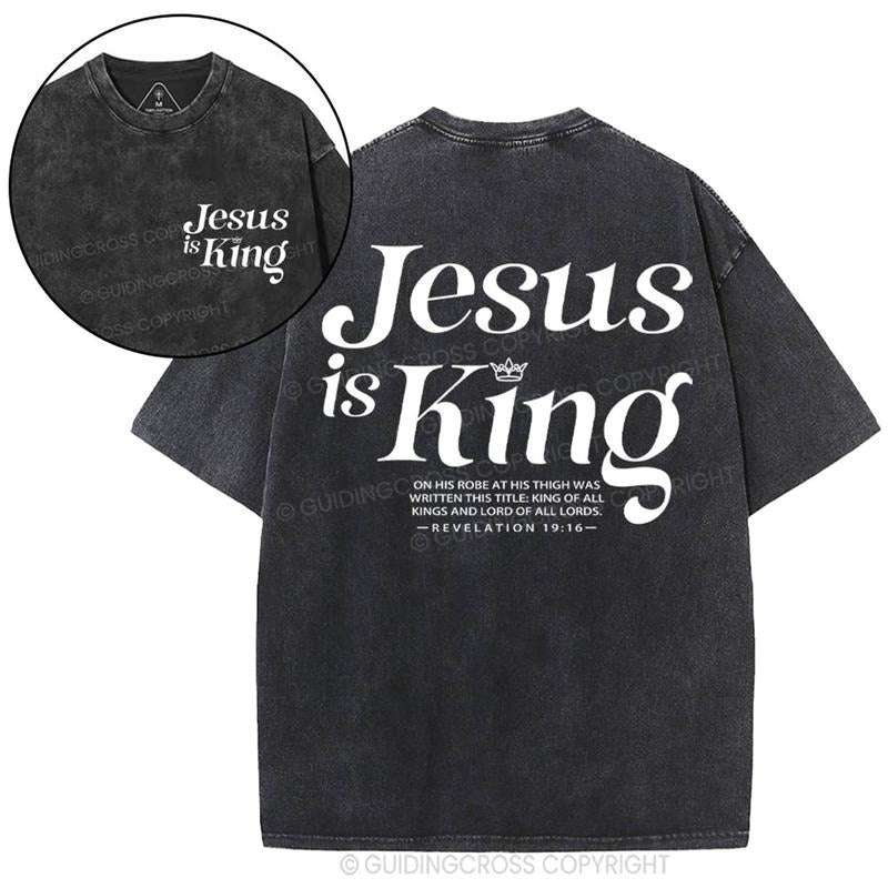 [ Mineral Wash ] Jesus Is King Christian Washed TShirt Jesus Graphic Washed Style Shirt Hoodie, Sweatshirt | TeeBloomCo.com