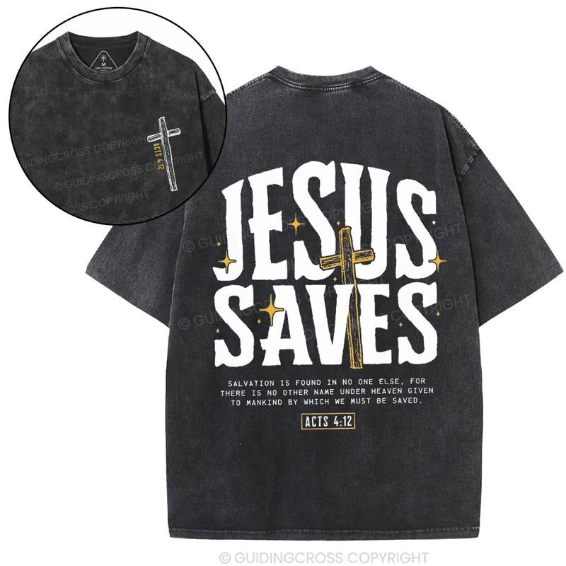 [ Mineral Wash ] Jesus Saves Chirstian Washed TShirt Jesus Graphic Washed Style Shirt Hoodie, Sweatshirt | TeeBloomCo.com