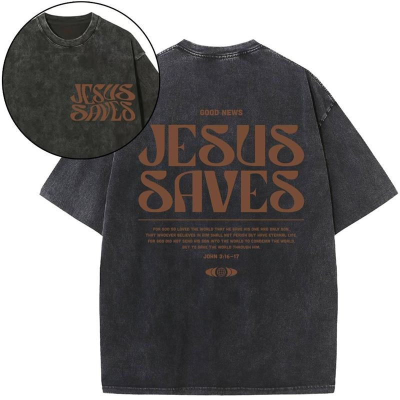 [ Mineral Wash ] Jesus Saves Christian Washed TShirt Jesus Graphic Washed Style Shirt Hoodie, Sweatshirt | TeeBloomCo.com
