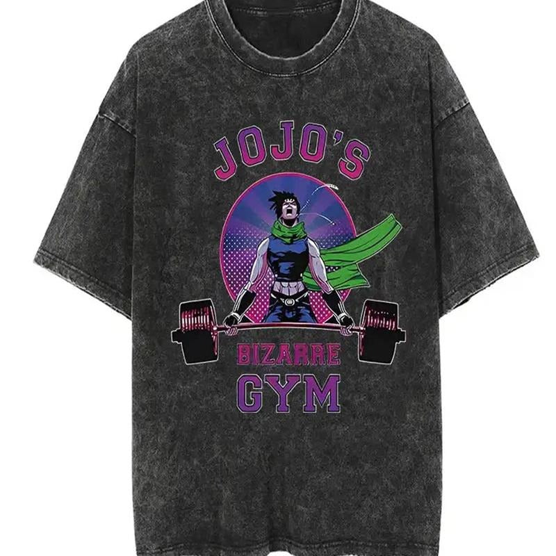 [ Mineral Wash ] JoJo's Bizarre Gym Tee Anime Fan Lovers Streetwear & Washed Gym Style Shirt Hoodie, Sweatshirt
