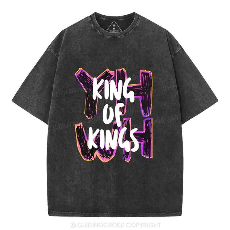 [ Mineral Wash ] King Of Kings Christian Washed TShirt Jesus Graphic Washed Style Shirt Hoodie, Sweatshirt | TeeBloomCo.com