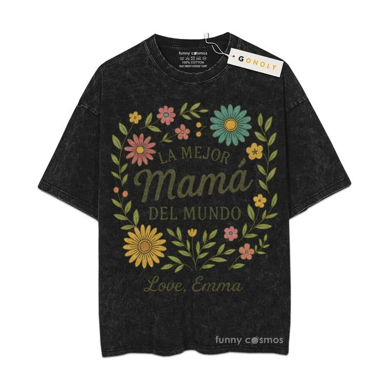 [ Mineral Wash ] La Mejor Mama Del Mundo Gifts For Mom, Mom Life, Mother Day Graphic Washed Style Shirt Hoodie, Sweatshirt