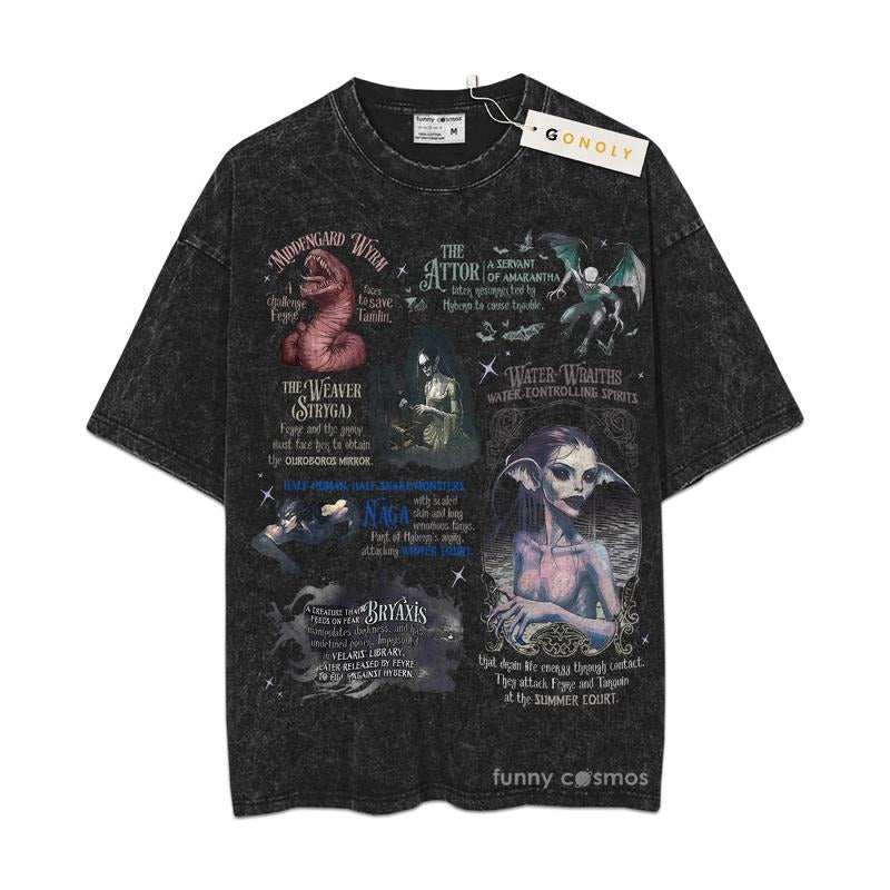 [ Mineral Wash ] Monsters Of Acotar Shirt, ACOTAR Monsters, Bookish, Bookworm, Gift For Fan Lovers, Graphic Washed Shirt...