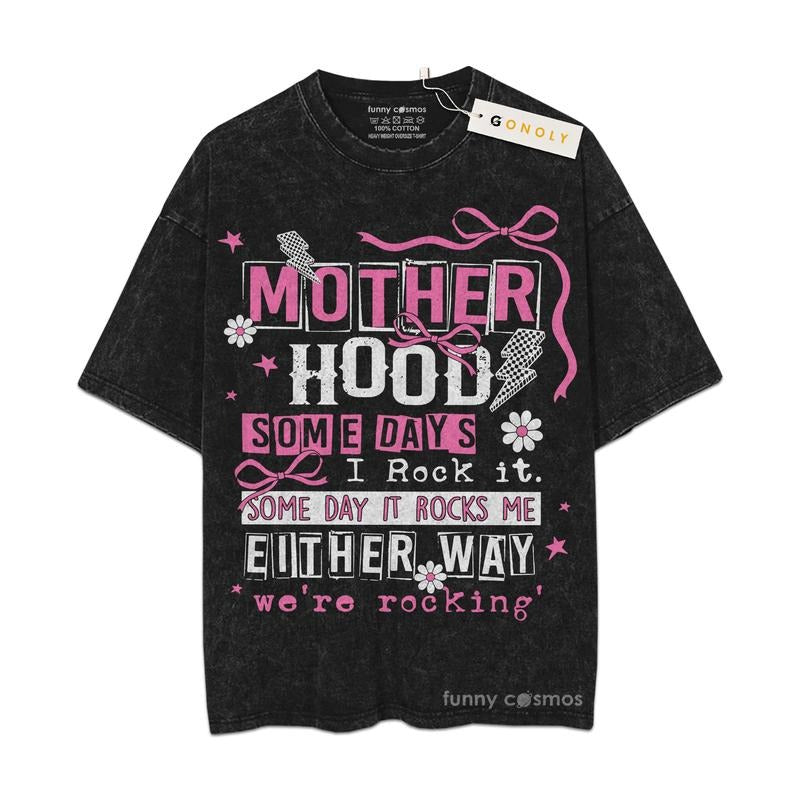 [ Mineral Wash ] Motherhood Coquette Bow Shirt Mother Days, Mom Life, Gift For Mom, Graphic Washed Style TShirt Hoodie,...