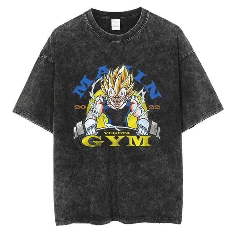 [ Mineral Wash ] Saiyan Vegeta's Gym Vintage Tee Anime Fan Lovers Streetwear & Washed Gym Style Shirt Hoodie, Sweatshirt